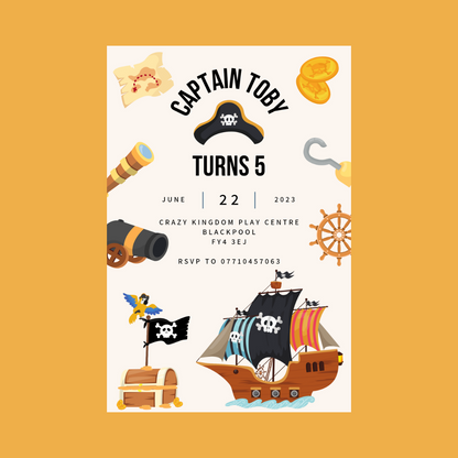 Pirate Theme Birthday Party Invitations | A6 Invites | Pirate Theme Invitations | Party Invitations