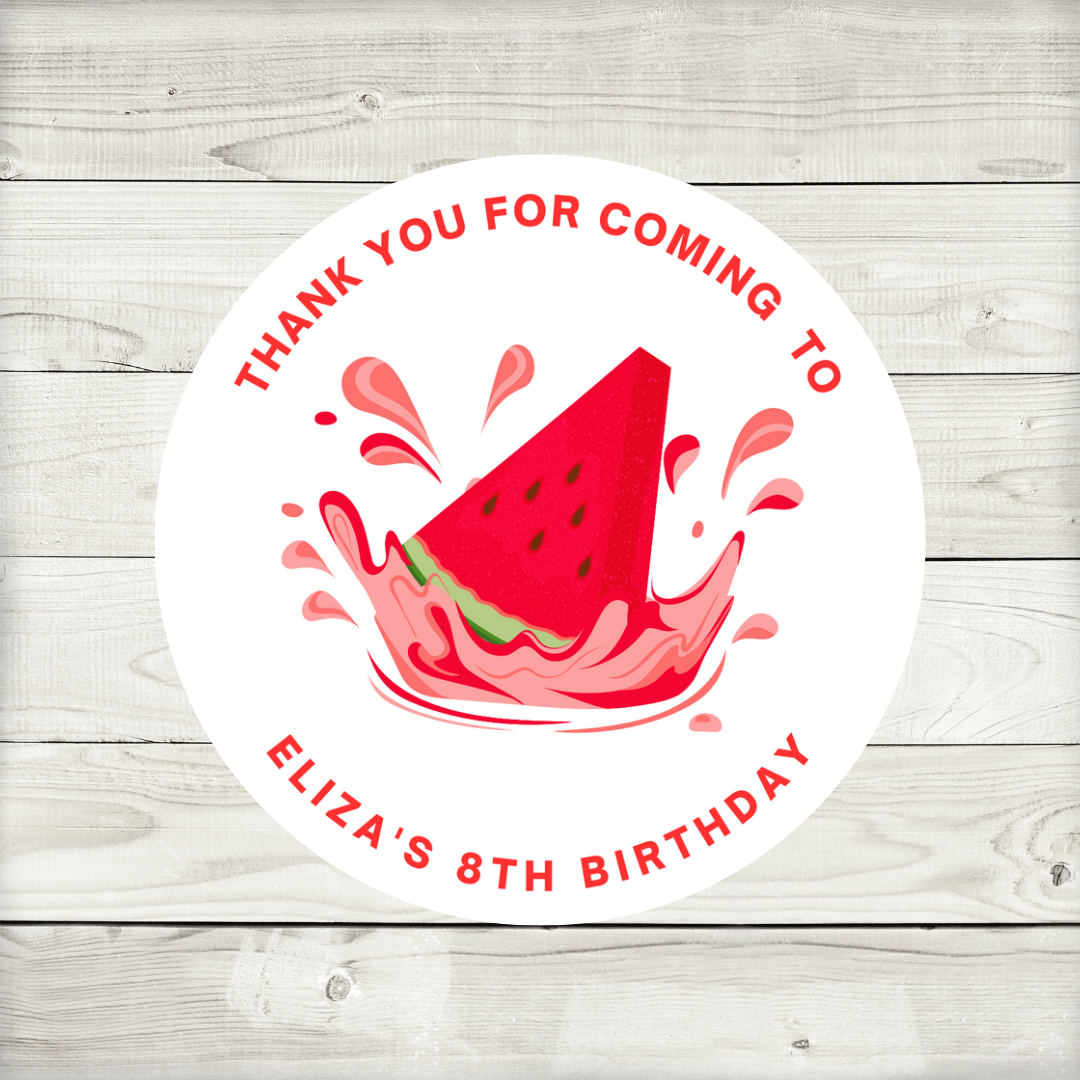 Red Watermelon Party Stickers | Circle Stickers | Sticker Sheet | Party Stickers (Design 6)