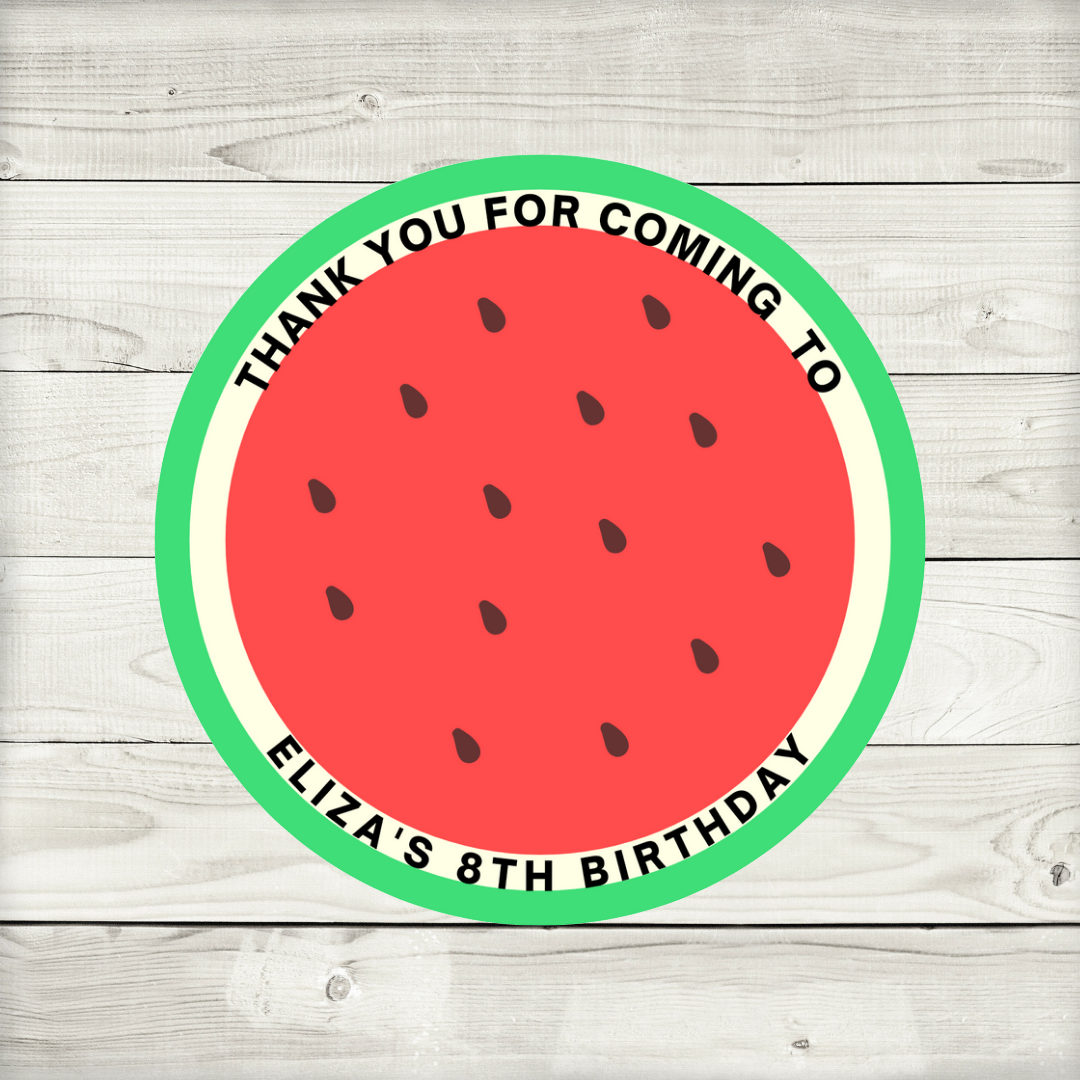 Red Watermelon Party Stickers | Circle Stickers | Sticker Sheet | Party Stickers (Design 3)