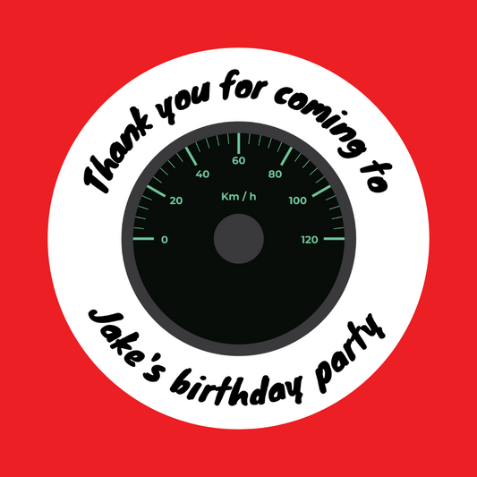 Racing Car Speedometer Party Stickers | Circle Stickers | Sticker Sheet | Party Stickers | Racing Car Party Theme