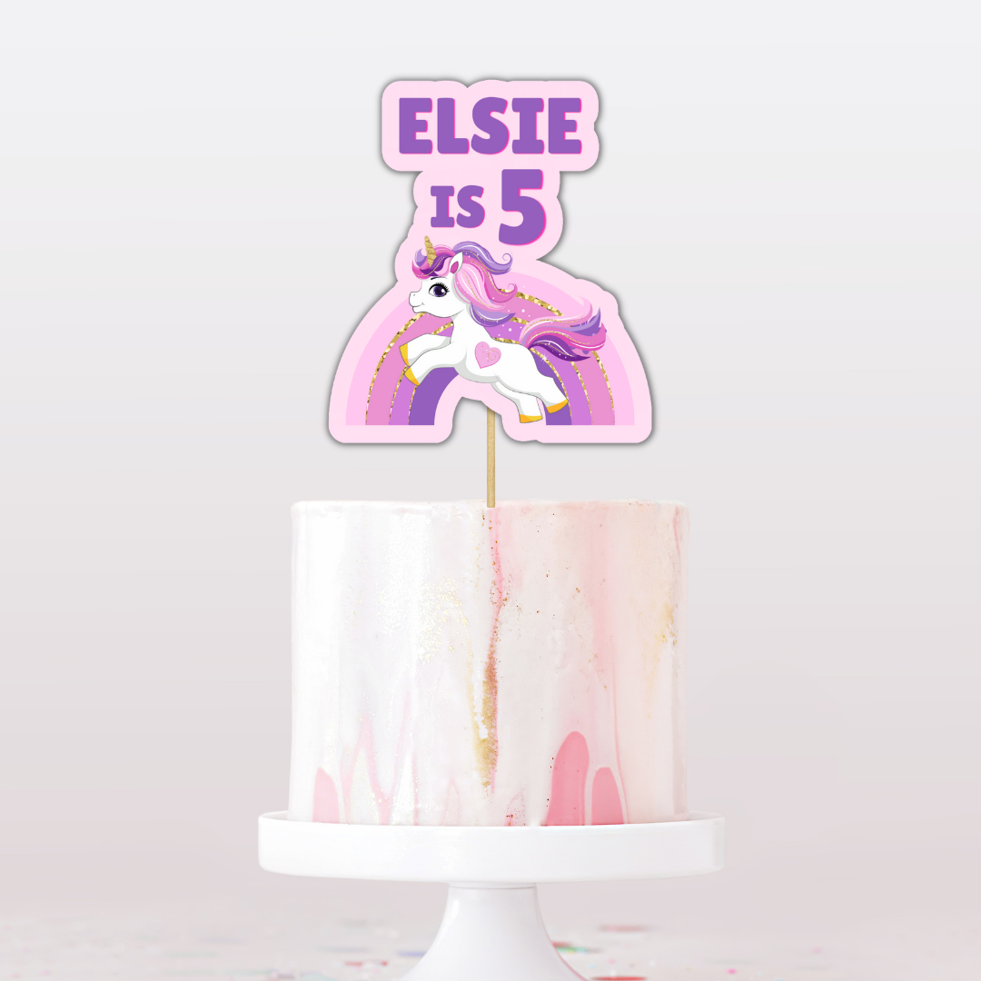 Cake Topper | Personalised Unicorn Rainbow Cake Topper | Unicorn Rainbow Party Supplies