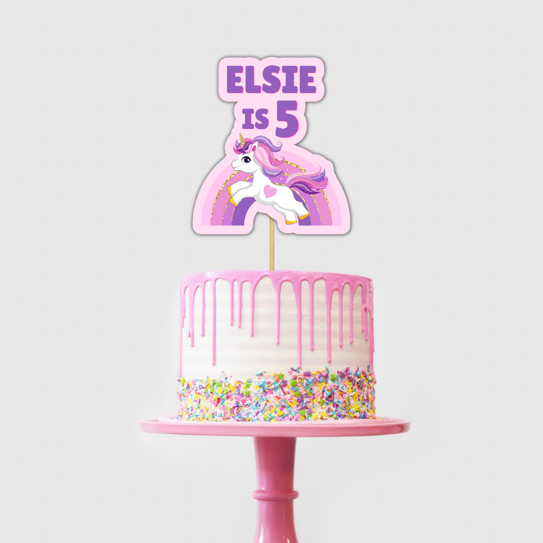 Cake Topper | Personalised Unicorn Rainbow Cake Topper | Unicorn Rainbow Party Supplies