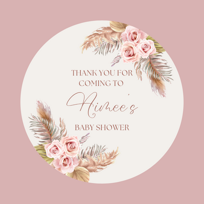 Floral Boho Stickers | Various Sizes | Floral Boho Party Supplies | Floral Boho Theme Party