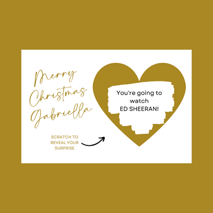 A6 Gold Surprise Ticket Print | Personalised Christmas Ticket | Christmas Scratch Reveal | Gift Idea