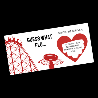 Surprise Ticket Print | Personalised Red Theme Park Ticket Pass Voucher Membership | Scratch Reveal | Gift Idea