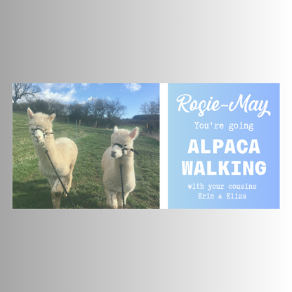 Surprise Ticket Print | Personalised Alpaca Walking Ticket Pass Voucher Membership | Gift Idea