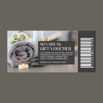 Surprise Ticket Print | Personalised Spa Day Break Ticket Voucher | Gift Idea