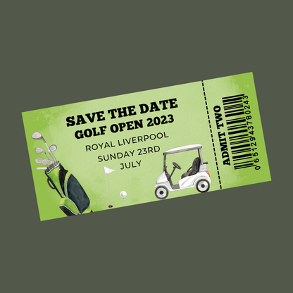 Surprise Ticket Print | Personalised Golf Day/Weekend Ticket Pass Voucher Membership | Gift Idea (Design 1)