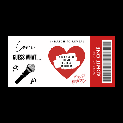 Surprise Ticket Print | Personalised Concert Scratch Reveal Ticket | Gift Idea