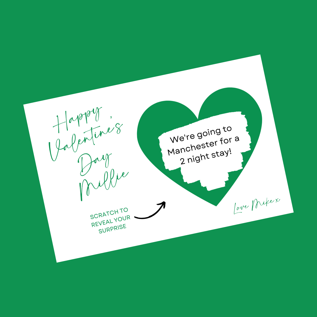 A6 Green Surprise Ticket Print | Personalised Valentine Ticket | Valentine Scratch Reveal | Gift Idea