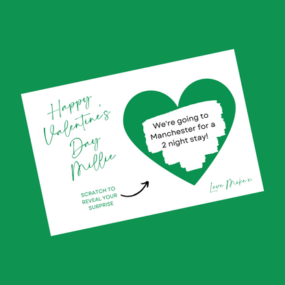 A6 Green Surprise Ticket Print | Personalised Valentine Ticket | Valentine Scratch Reveal | Gift Idea