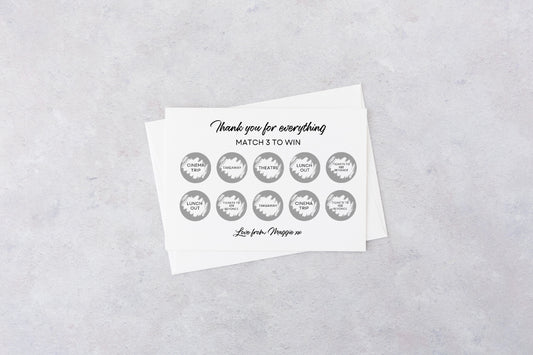 Thank You Surprise Match 3 Ticket Print | Personalised Thank You Ticket | Thank You Fun Scratch Reveal Gift