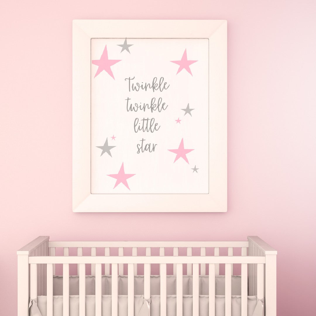 Children's Print | Pink Twinkle Star Print | Nursery Print