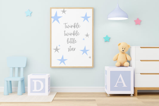 Children's Print | Blue Twinkle Star Print | Nursery Print