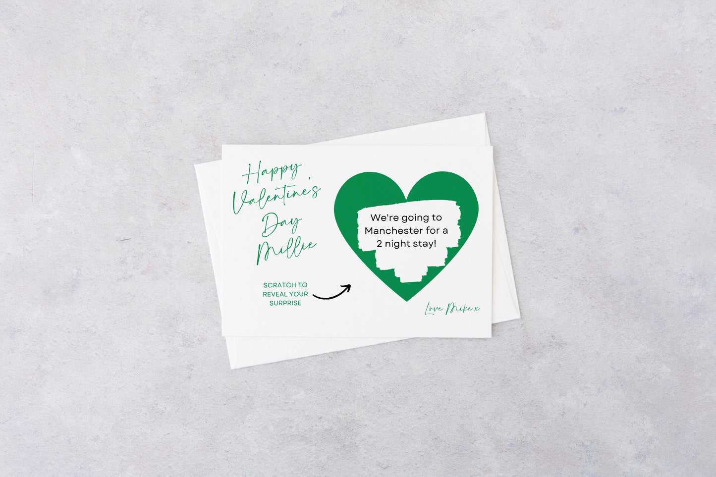 A6 Green Surprise Ticket Print | Personalised Valentine Ticket | Valentine Scratch Reveal | Gift Idea