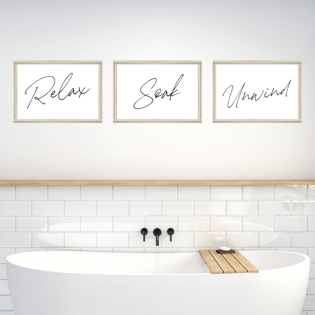 Bathroom Prints | Relax, Soak, Unwind | Set Of 3 Prints