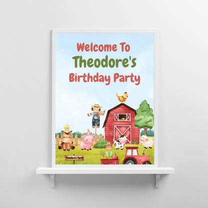 Farm Animal Table Print Sign | Personalised Birthday Sign Print | Birthday Party Print | A4, A3 (Laminated Options)