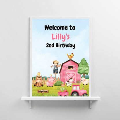 Farm Animal Table Print Sign | Personalised Birthday Sign Print | Birthday Party Print | A4, A3 (Laminated Options)