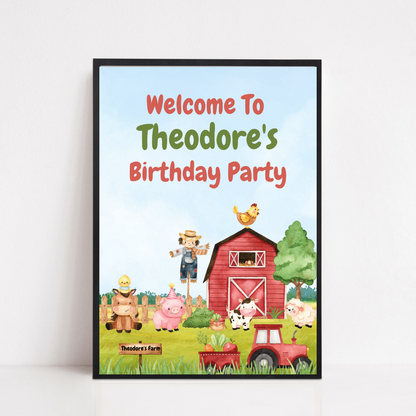 Farm Animal Table Print Sign | Personalised Birthday Sign Print | Birthday Party Print | A4, A3 (Laminated Options)