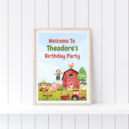 Farm Animal Table Print Sign | Personalised Birthday Sign Print | Birthday Party Print | A4, A3 (Laminated Options)