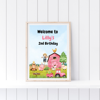 Farm Animal Table Print Sign | Personalised Birthday Sign Print | Birthday Party Print | A4, A3 (Laminated Options)