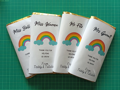 Rainbow Teacher Chocolate Wrapper Sticker | Chocolate Wrapper Label | Teacher Gift