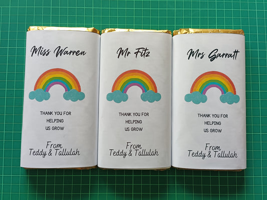 Rainbow Teacher Chocolate Wrapper Sticker | Chocolate Wrapper Label | Teacher Gift