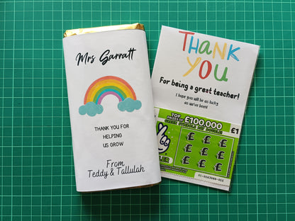 Rainbow Teacher Chocolate Wrapper Sticker | Chocolate Wrapper Label | Teacher Gift