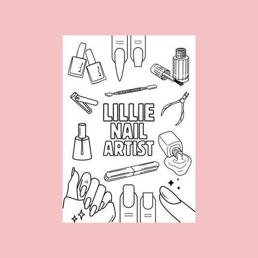 A6 Colouring Sheets | Personalised Nail Artist Technician Colouring Sheets | Salon Supplies