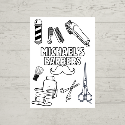 A6 Colouring Sheets | Personalised Barber Colouring Sheets | Salon Supplies