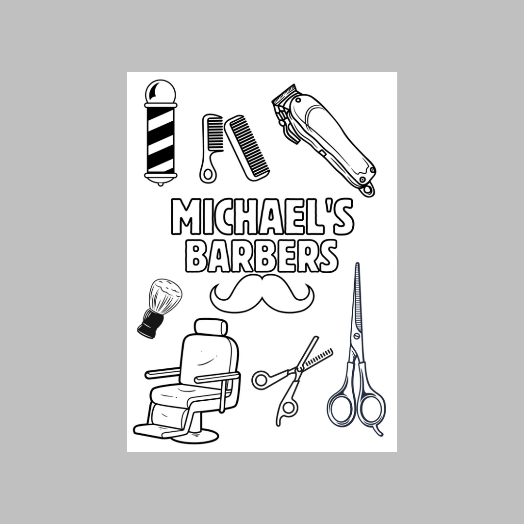 A6 Colouring Sheets | Personalised Barber Colouring Sheets | Salon Supplies