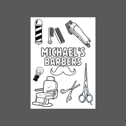 A6 Colouring Sheets | Personalised Barber Colouring Sheets | Salon Supplies