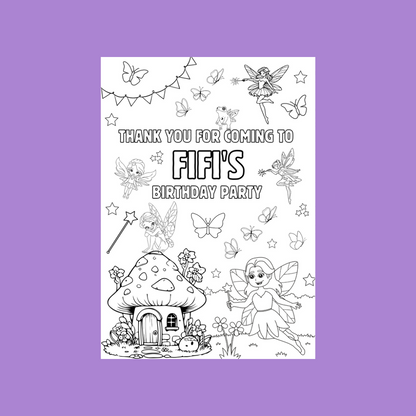 A6 Colouring Sheets | Personalised Fairy Colouring Sheets | Party Bag Favours