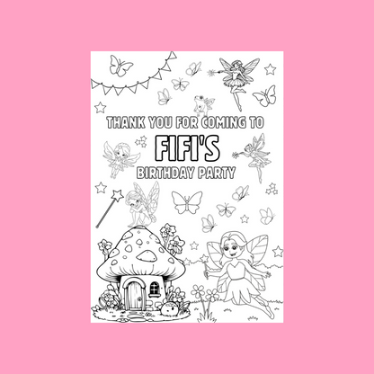 A6 Colouring Sheets | Personalised Fairy Colouring Sheets | Party Bag Favours