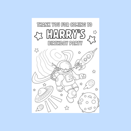 A6 Colouring Sheets | Personalised Space Colouring Sheets | Party Bag Favours | Design 1