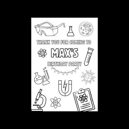 A6 Colouring Sheets | Personalised Science Colouring Sheets | Party Bag Favours