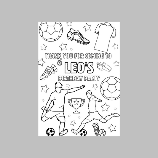 A6 Colouring Sheets | Personalised Football Colouring Sheets | Party Bag Favours