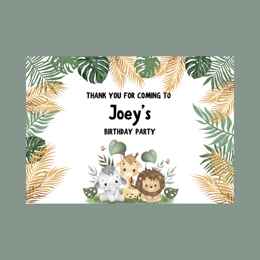 Rectangle Stickers | Party Stickers | Safari Jungle Animal Party Stickers | Party Bag Stickers