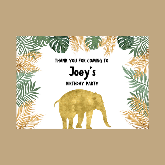 Rectangle Stickers | Party Stickers | Safari Jungle Animal Elephant Party Stickers | Party Bag Stickers