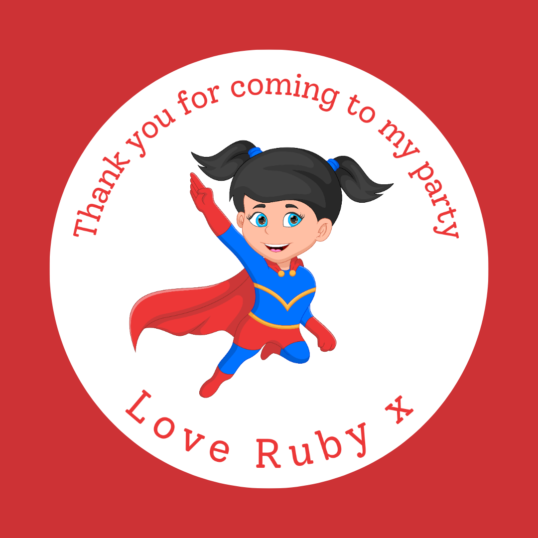 Personalised Superhero Birthday Stickers | Various Sizes | Superhero Party Theme (Design 2)