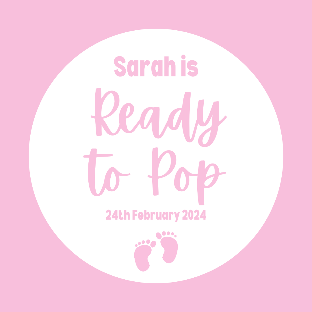 White & Pink Ready To Pop Stickers | Various Sizes | Personalised Baby Shower Party Stickers | Popcorn Stickers