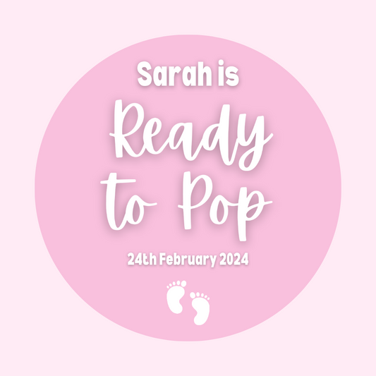 Pink Ready To Pop Stickers | Various Sizes | Personalised Baby Shower Party Stickers | Popcorn Stickers