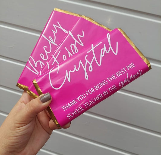 Pink Teacher Chocolate Wrapper Sticker | Chocolate Wrapper Label | Teacher Gift