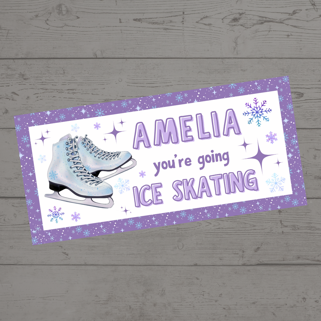 Surprise Ticket Print | Personalised Purple Ice Skating Ticket Pass Voucher | Gift Idea