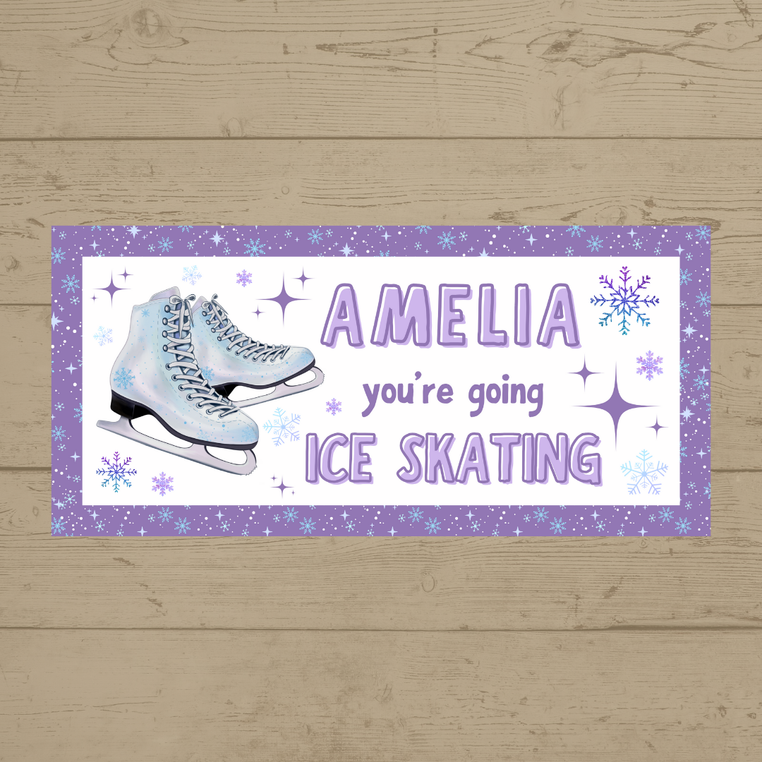 Surprise Ticket Print | Personalised Purple Ice Skating Ticket Pass Voucher | Gift Idea