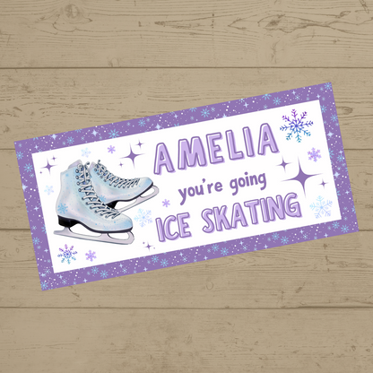 Surprise Ticket Print | Personalised Purple Ice Skating Ticket Pass Voucher | Gift Idea