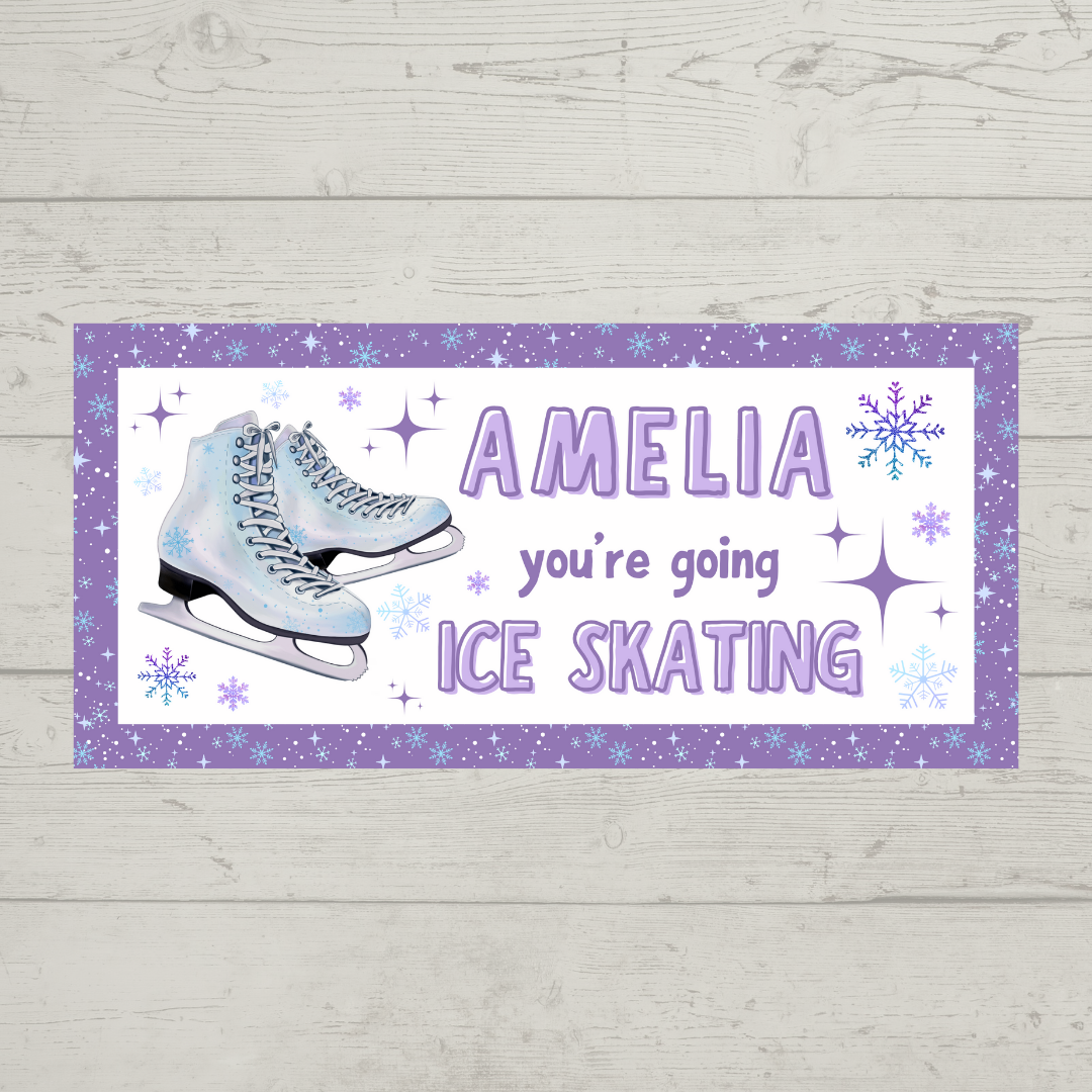 Surprise Ticket Print | Personalised Purple Ice Skating Ticket Pass Voucher | Gift Idea