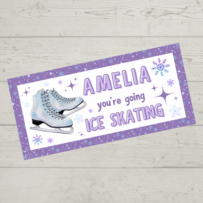 Surprise Ticket Print | Personalised Purple Ice Skating Ticket Pass Voucher | Gift Idea