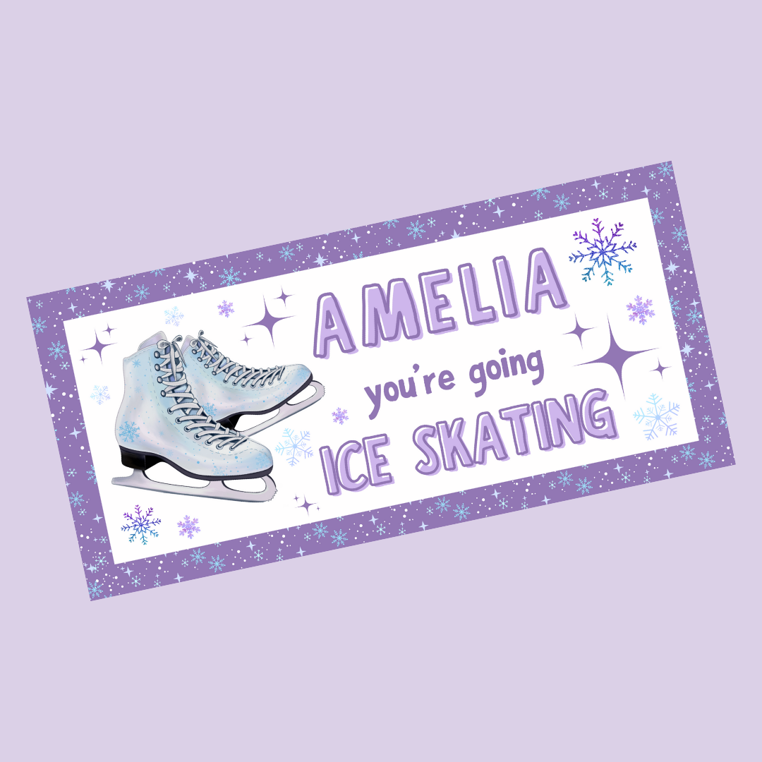 Surprise Ticket Print | Personalised Purple Ice Skating Ticket Pass Voucher | Gift Idea