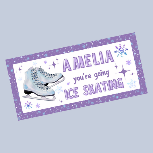 Surprise Ticket Print | Personalised Purple Ice Skating Ticket Pass Voucher | Gift Idea